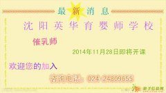 沈阳英华育婴师学校催乳师12月15日开课