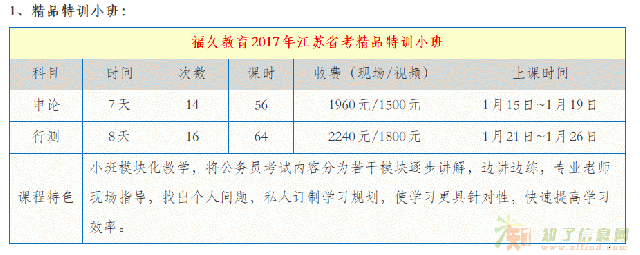 【福久公考】2017江苏省公务员考试“寒假集训营”招生简章
