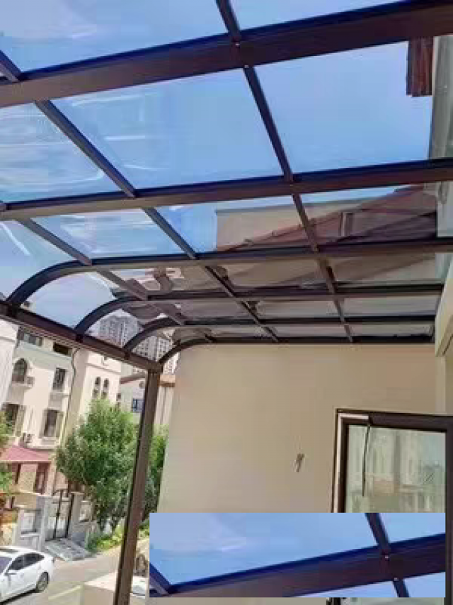 番禺钢结构耐力板雨棚阳台挡雨棚户外停车棚定制设计上门安装