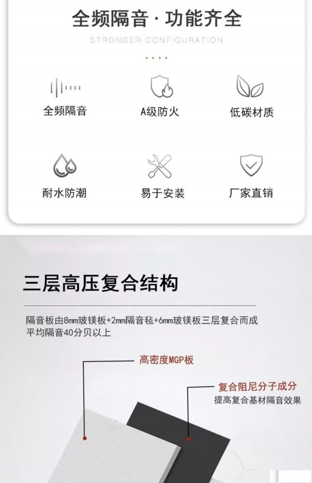 墙体阻尼隔音板酒吧影院专用装修防火隔音挡板材料墙面复合板