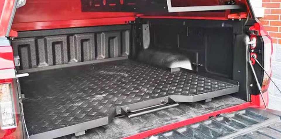 比亚迪鲨鱼皮卡车shark后备箱尾箱推拉抽屉托盘改装